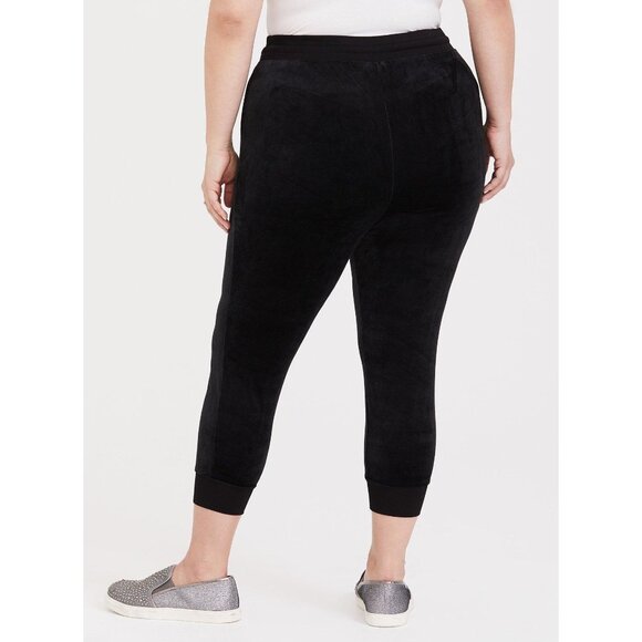 Torrid Velour Jogger Pants Womens 2X Pull On Elastic Waist Black Polyester Blend - Picture 2 of 8